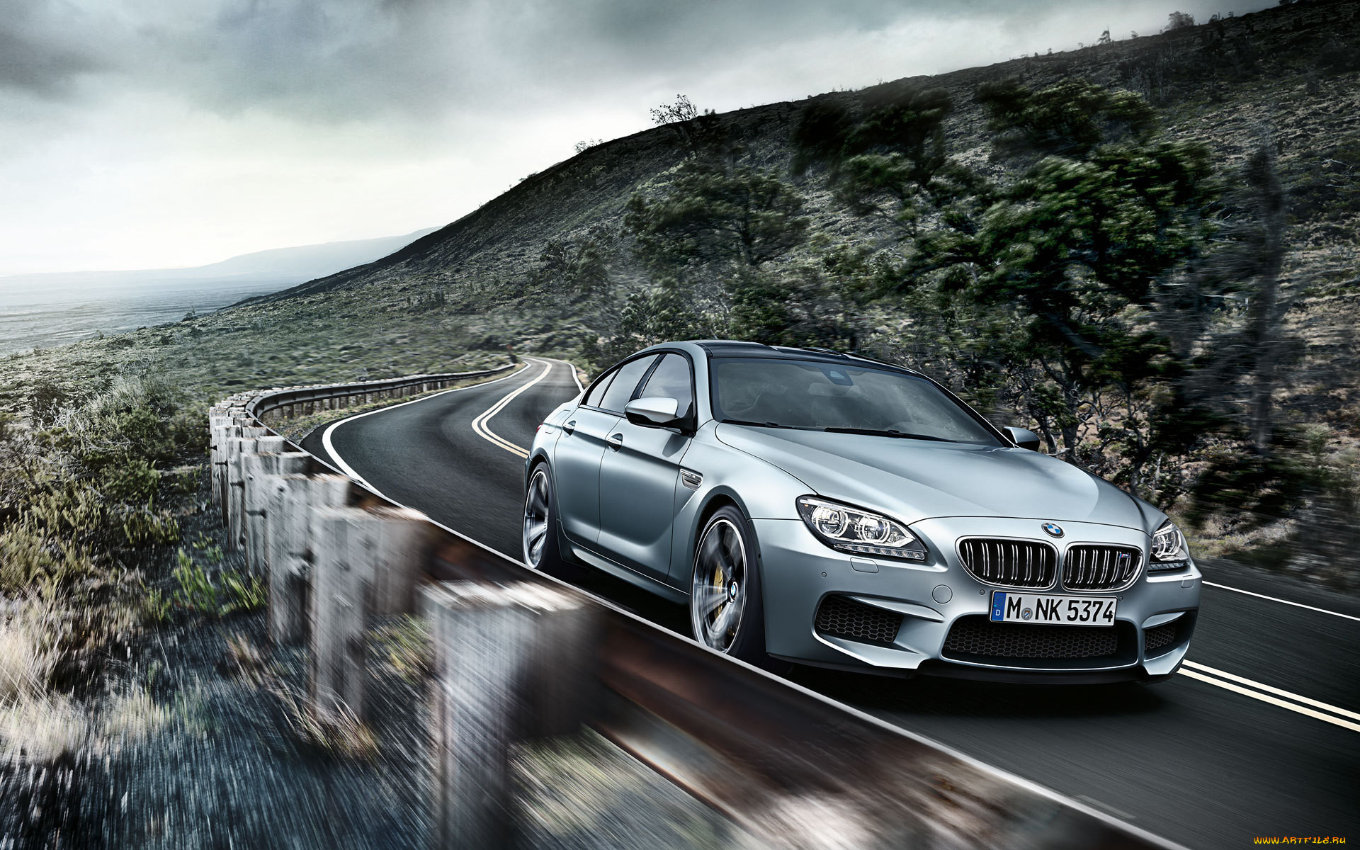 , bmw, m6, gran, coupe, road, mpower, tuning, motion, sky, clouds